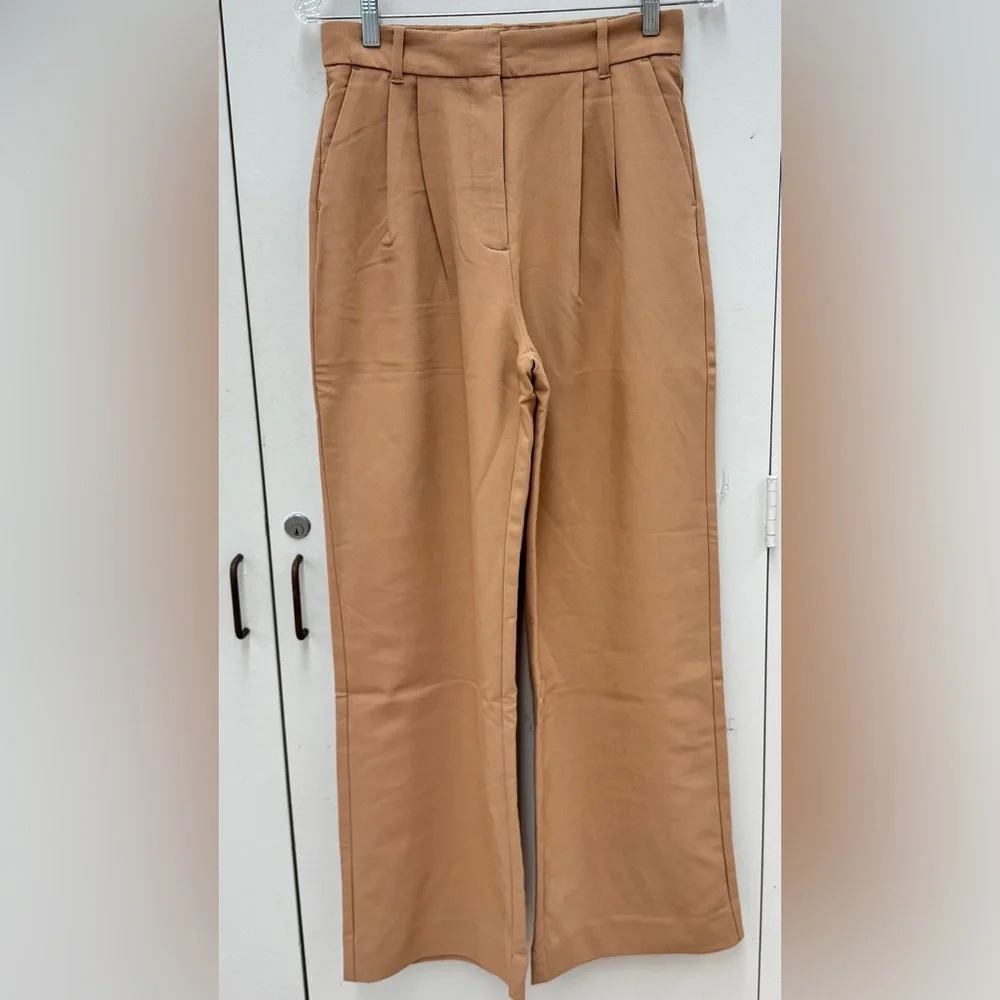 Abercrombie & Fitch Sloane Wide-Leg Trouser/Pants in Brown/Camel Size 28/6R NWT - Picture 5 of 9